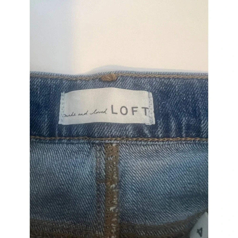 LOFT Womens Medium Wash Frayed Raw Hem Denim Jean Shorts Size 4 27